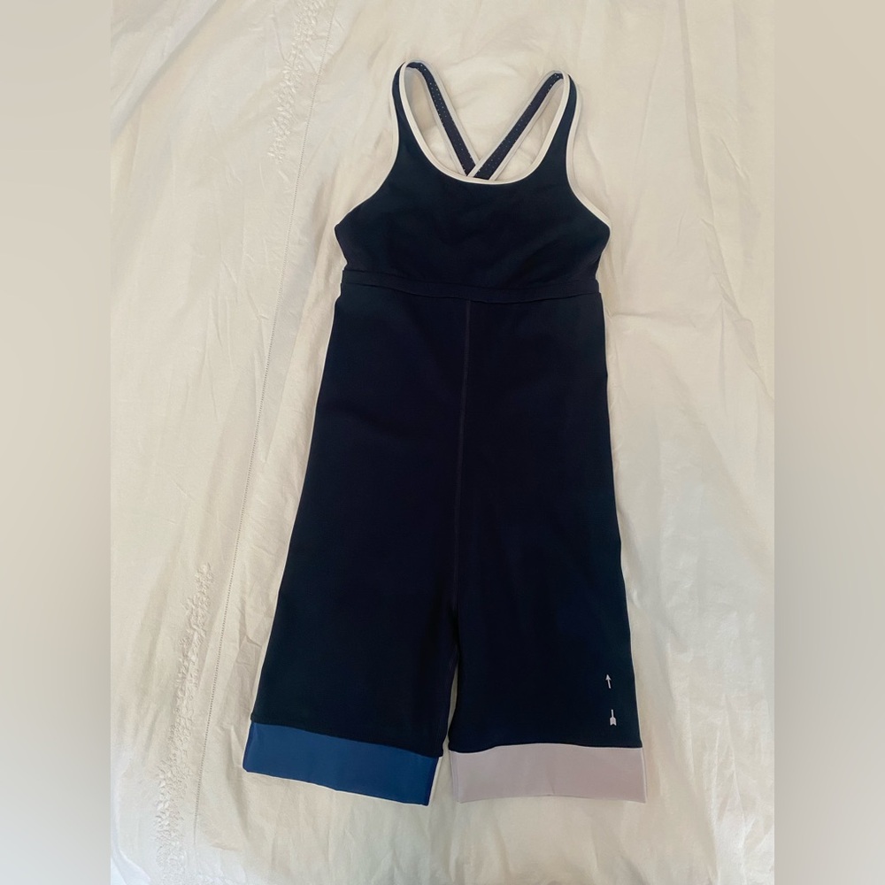 The Upside Navy Color Blocked One Piece Activewear Jumpsuit